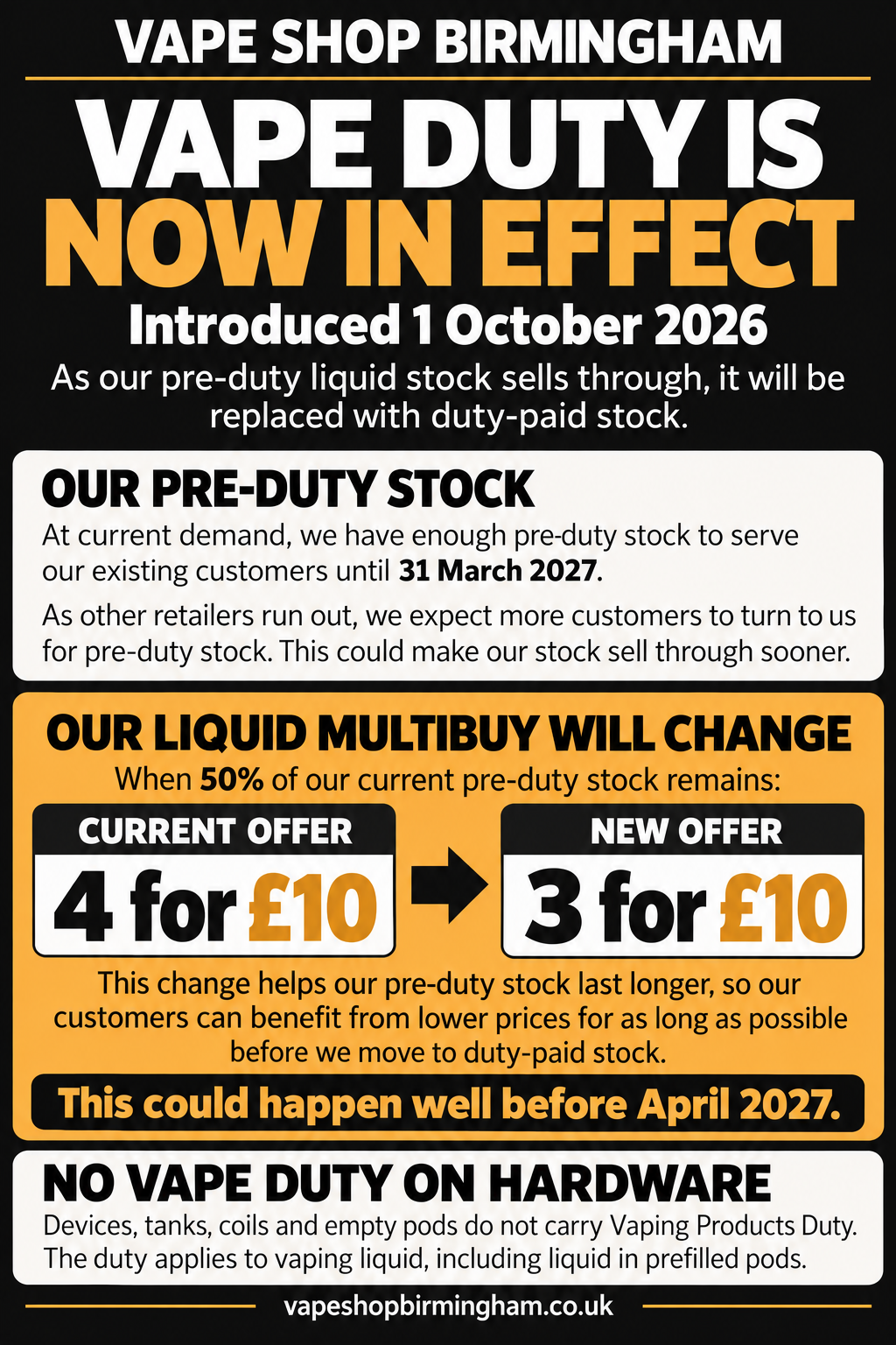 Vape Duty 2026: Stock & Multibuy Update
