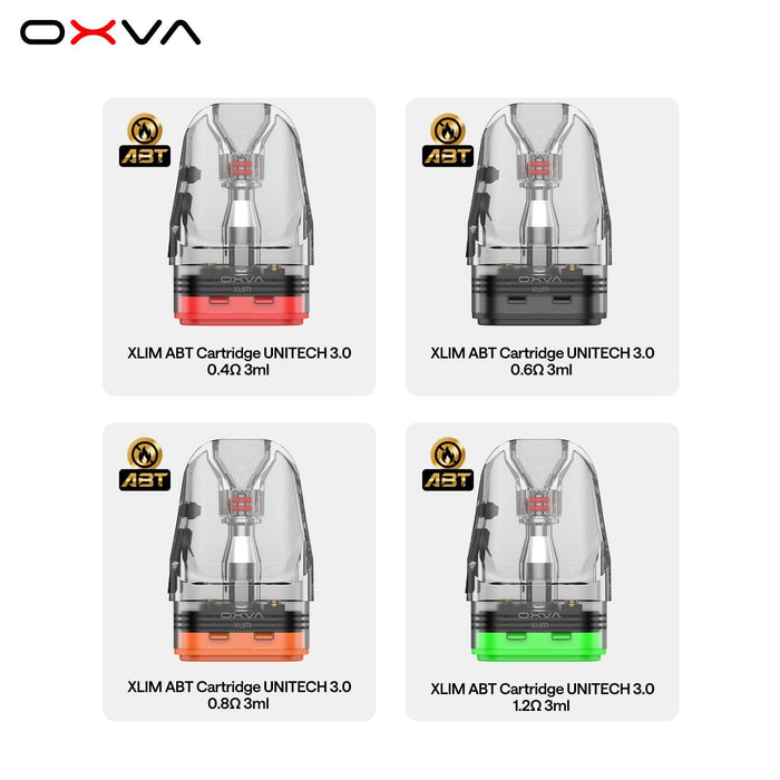 OXVA Xlim ABT pods in 0.4, 0.6, 0.8 and 1.2 ohm