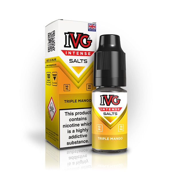 IVG Triple Mango Nic Salt yellow packaging with white background