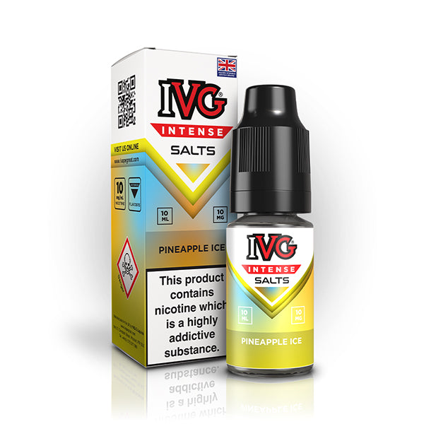 IVG Intense Pineapple Ice Nic Salt 10mg Yellow and White Packing