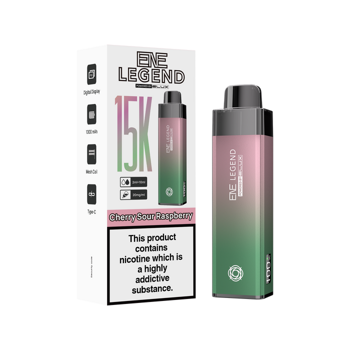 Elux Legend vape device and packaging on a white background elux 15k kit 