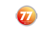 77 Nicotine Pouch Cola & vanilla in white writing on a orange tub 2 dot strength