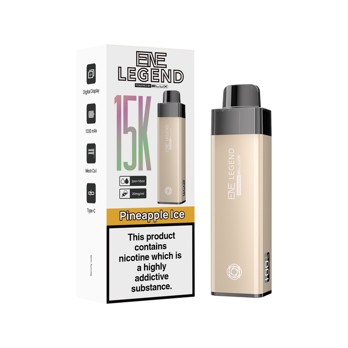 Elux Legend vape device and packaging on a white background elux 15k kit 