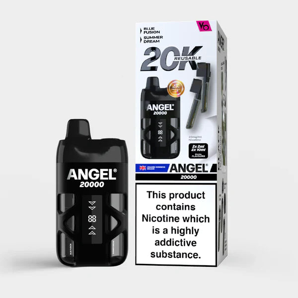 Black Edition Angel 20000 vaping device with packaging on a white background