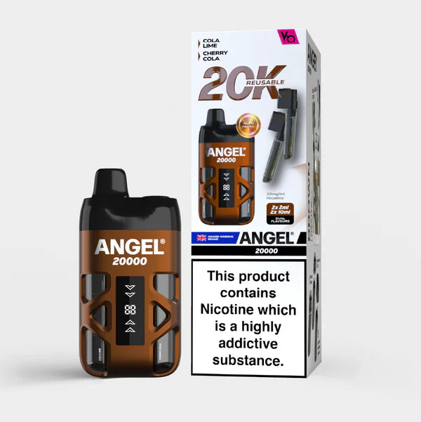 ANGEL 20000 vaping device and packaging on a white background Brown Edition