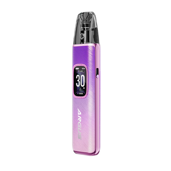 Purple  argus g3 vape device with digital display on a white background