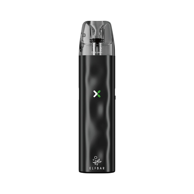 Black Elfx Mini vape device with ELF BAR branding on a white background