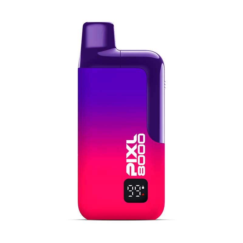 Gradient purple to pink device with 'Pixl 8000' branding on a white background