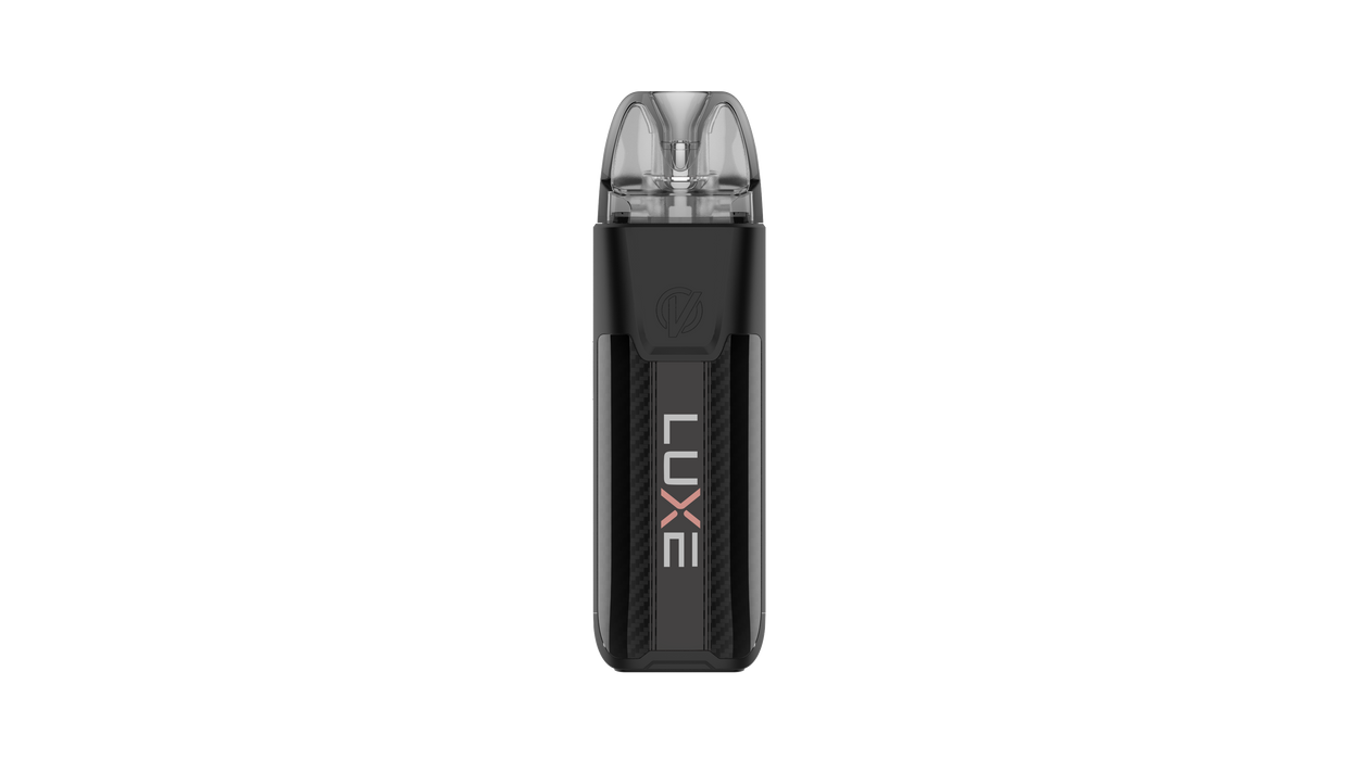 Black XR Max 2 vape device with 'LUXE' vaporesso vape kit branding on a white background