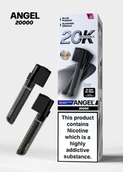 Packaging of Angel 20000 vape with nicotine warning label on a white background Black Edition