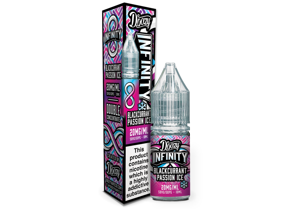 Blackcurrant Passion Ice Nic Salt bottle – fruity Doozy e-liquid with iced blackcurrant and passionfruit flavour
