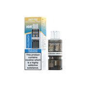 Juicy Pod Novomax vape pod with packaging on a white background Blue Razz Lemonade