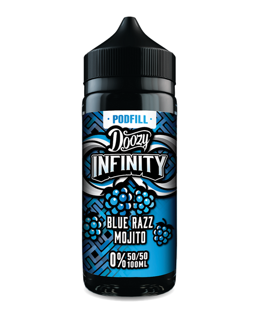 100ml Doozy Infinity Pod Fill – Blue Razz Mojito vape juice, 50/50 VG/PG for pod systems and MTL vaping
