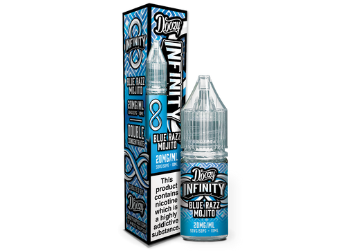 Blue Razz Mojito vape juice bottle – Doozy Infinity nic salt with raspberry and mojito flavour