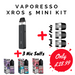 Vaporesso XROS 5 Mini Kit with vape device, pods, and nicotine salts on a white background.