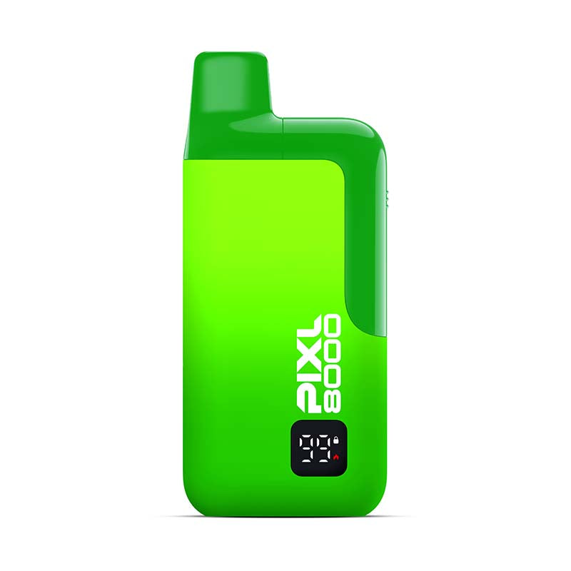 Green electronic device with 'Pixl 8000' branding on a white background