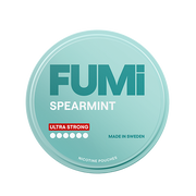 Fumi Spearmint Ultra Strong nicotine pouch container on a white background