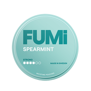 Fumi Spearmint Strong nicotine pouch container on a white background