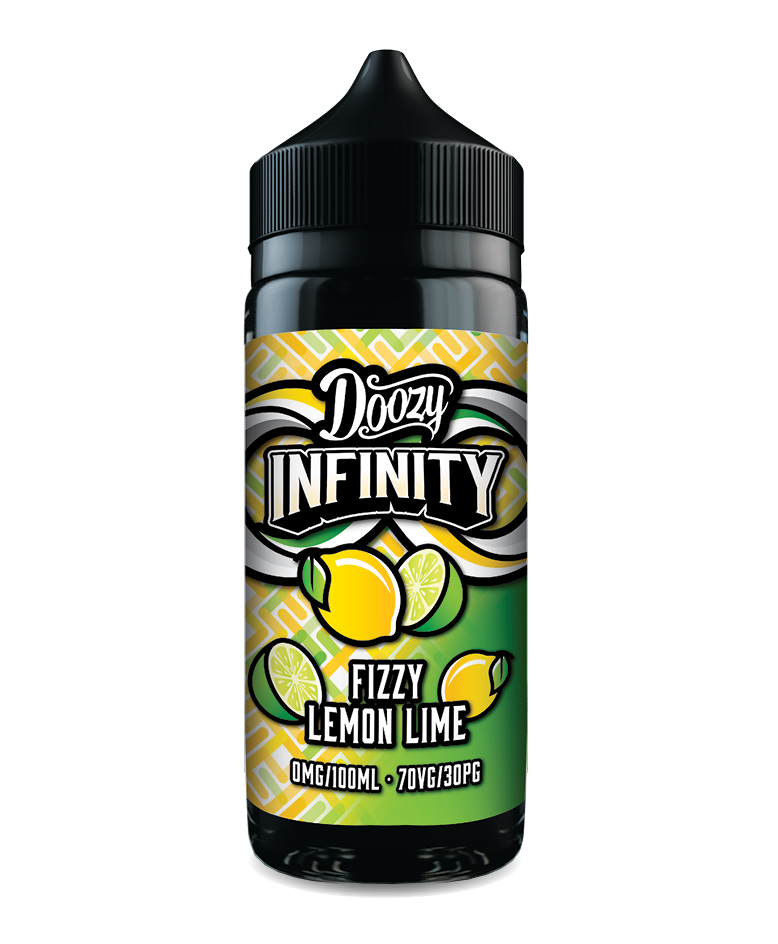 100ml Doozy Infinity Shortfill – Fizzy Lemon Lime vape juice, 70/30 VG/PG blend with citrus flavour