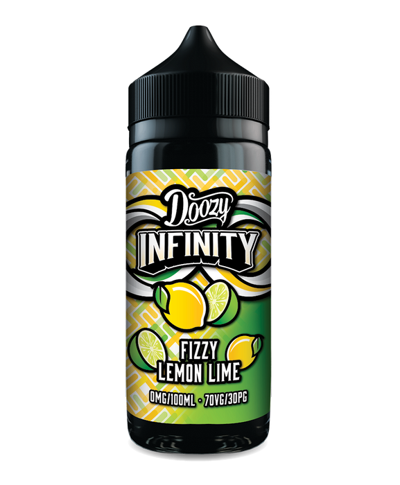 100ml Doozy Infinity Shortfill – Fizzy Lemon Lime vape juice, 70/30 VG/PG blend with citrus flavour
