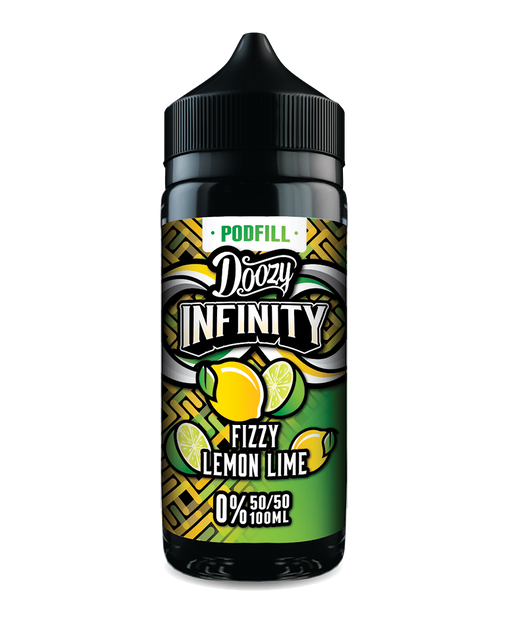 100ml Doozy Infinity Pod Fill – Fizzy Lemon Lime citrus vape juice, 50/50 VG/PG for pod kits and MTL vaping