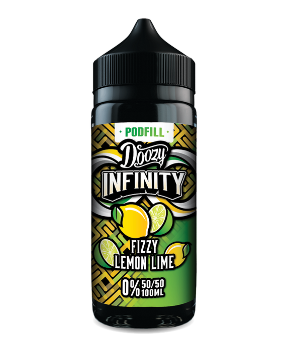 100ml Doozy Infinity Pod Fill – Fizzy Lemon Lime citrus vape juice, 50/50 VG/PG for pod kits and MTL vaping