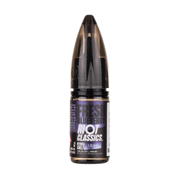 Fresh Blueberry Riot CLassic Nic 
Salt black and blue label with white and black writing