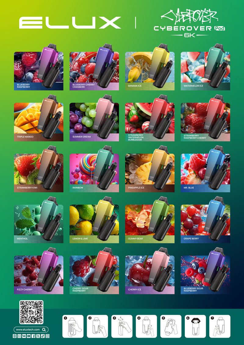 Elux Cyberover Refill Pod Full Flavour List