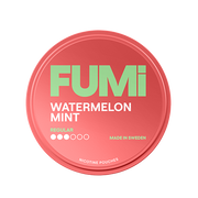 Fumi Watermelon Mint regular nicotine pouch container on a white background