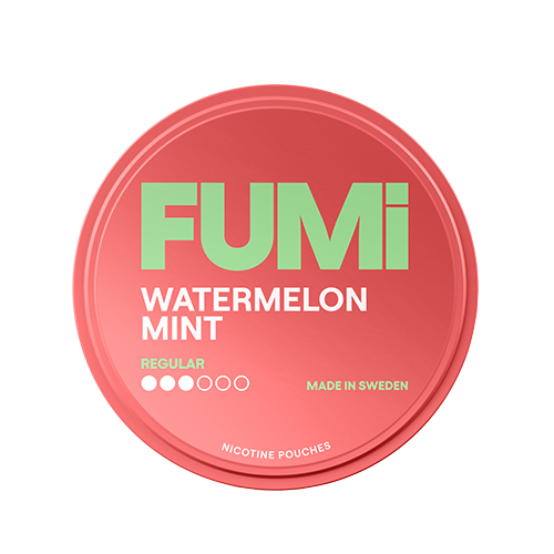 Fumi Watermelon Mint regular nicotine pouch container on a white background
