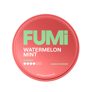 Fumi Watermelon Mint strong nicotine pouch container on a white background