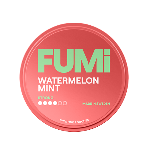Fumi Watermelon Mint strong nicotine pouch container on a white background