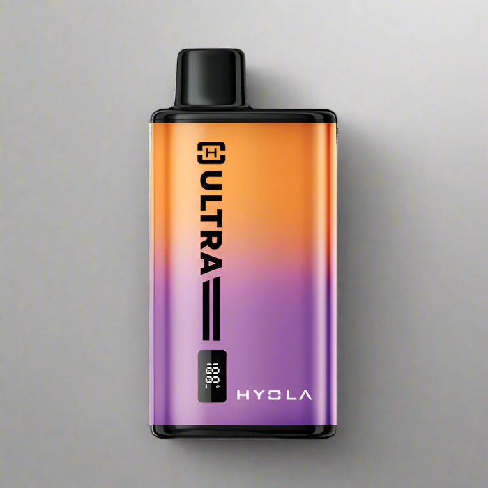 Gradient orange to purple vape device with 'HYOLA' branding on a white background Gummy Edition
