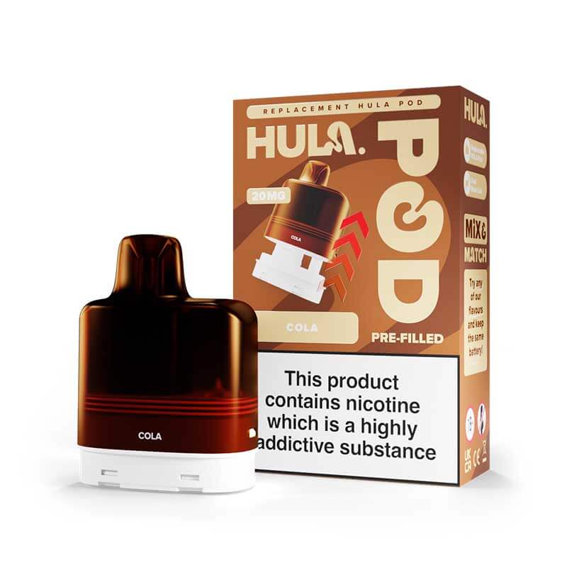 Hula Cola replacement pod with packaging on a white background