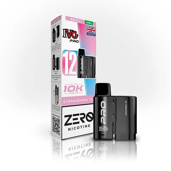 IVG Pro strawberry ice vaping pod and packaging on a white background