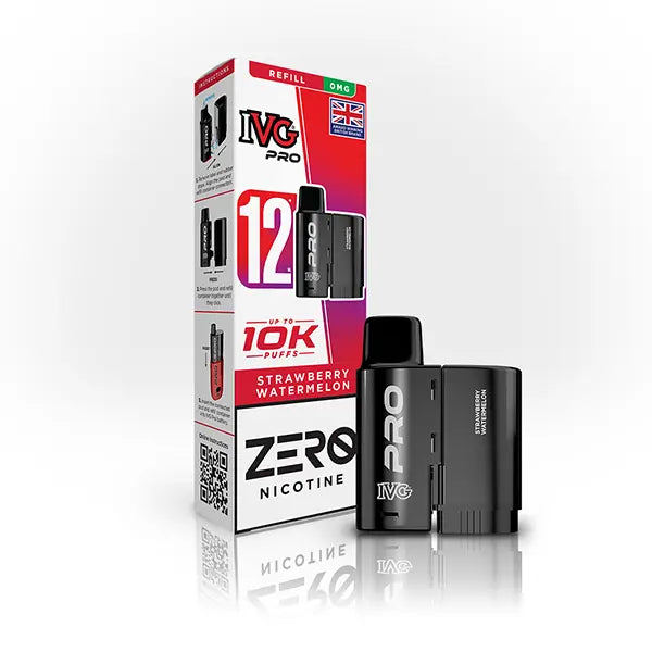 IVG Pro Strawberry Watermelon  vaping Pod  and packaging on a white background