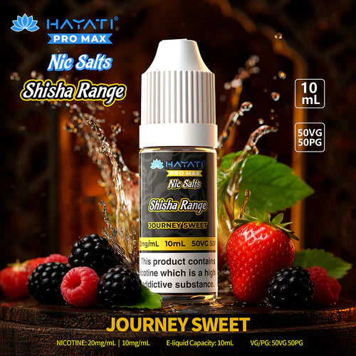 Mixed Berries Eliquid with Shisha Range in yellow writing and Hayati Promax Logo in blue