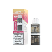 Juicy Pod Novamax pod for vaping devices with packaging on a white background Juicy Peach