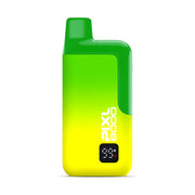 Green and yellow vape device with 'Pixl 8000' branding on a white background