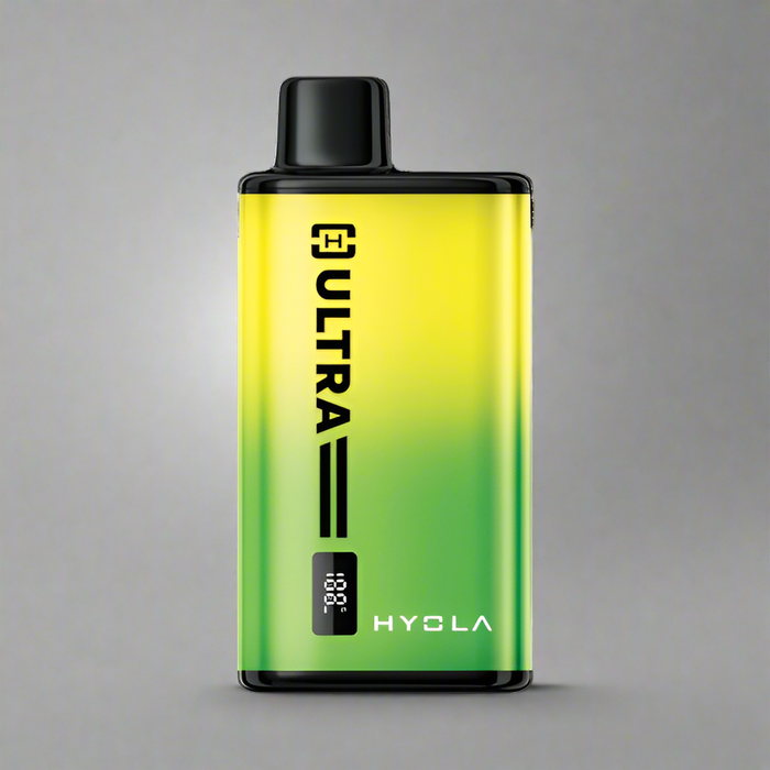 Vape device with gradient yellow to green color on a white background HYOLA ULTRA 