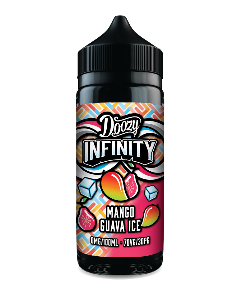 100ml Doozy Infinity Shortfill – Mango Guava Ice e-liquid, 70/30 VG/PG tropical and icy vape juice