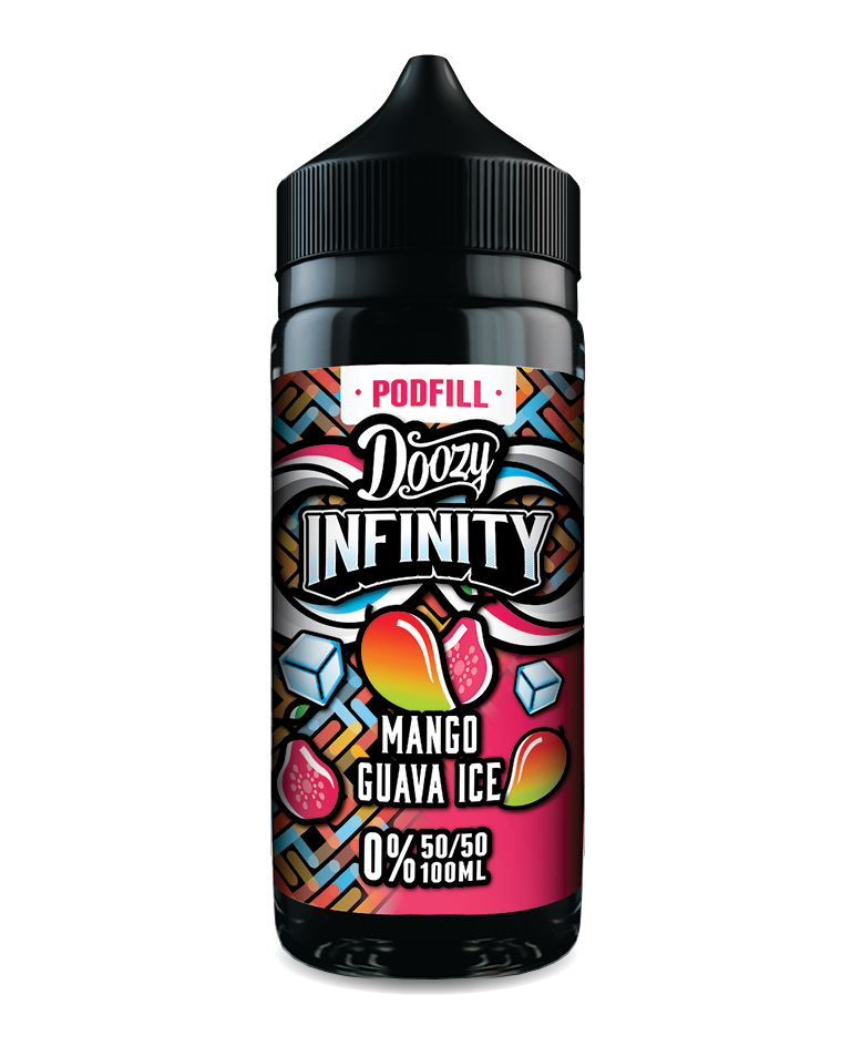 100ml Doozy Infinity Pod Fill – Mango Guava Ice e-liquid, 50/50 VG/PG tropical flavour for pod kits