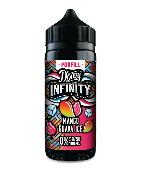 100ml Doozy Infinity Pod Fill – Mango Guava Ice e-liquid, 50/50 VG/PG tropical flavour for pod kits