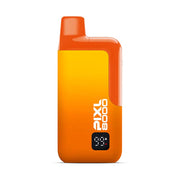 Orange and yellow vape device with 'Pixl 8000' branding on a white background