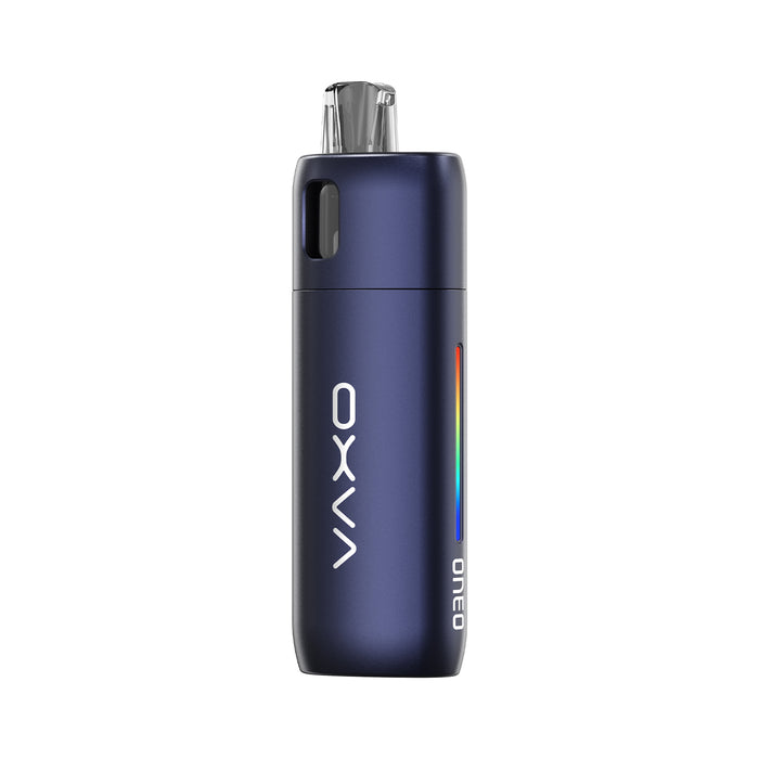Blue Oneo vape device with 'OXVA' branding on a white background