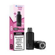 Vape pod packaging with black vape pod and pink and white box on a white background