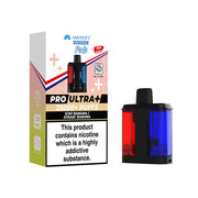 Kiwi Banana and Strawberry Banana  flavour Hayat Pro Ultra+ vape Pods and packaging on a white background
