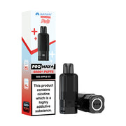 Hayat Pro Max+ vape pod packaging with black vape pod on a white background