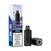 Vape pod packaging with black vape pod on a white background
