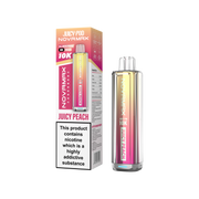 Juicy Pod Novamax vape device and packaging on a white background Juicy Peach Flavour